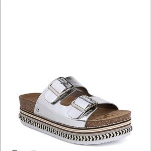Women's Oakley Leather Platform Slide Sandals